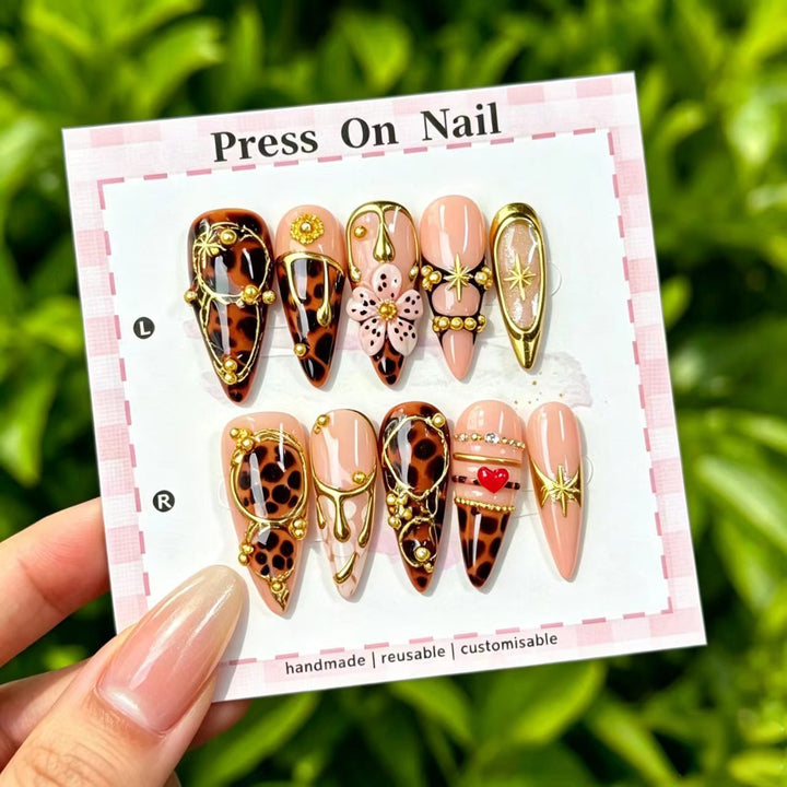 Artistic Cherry-Inspired Press-On Nails