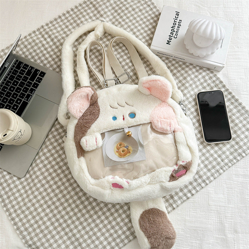 Plush handbag with transparent window Kalsten