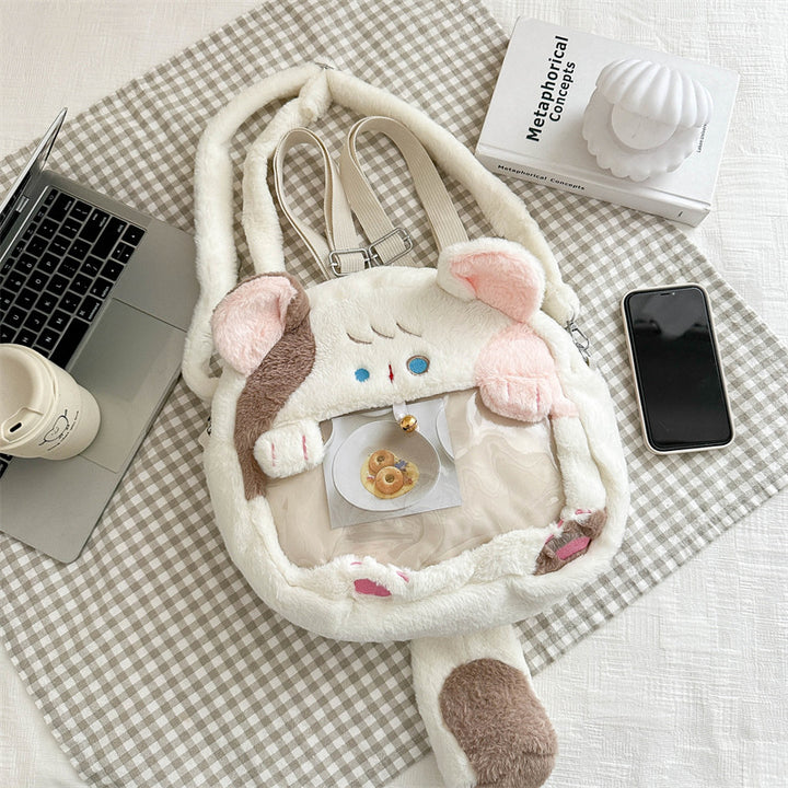 Plush handbag with transparent window Kalsten