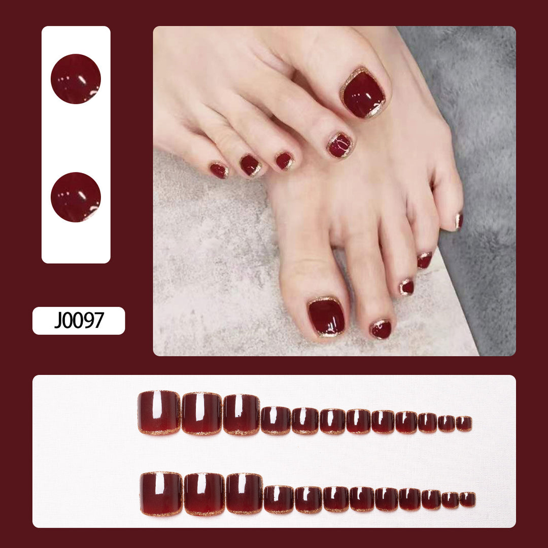 Glittery French Tip Toe Nail Art