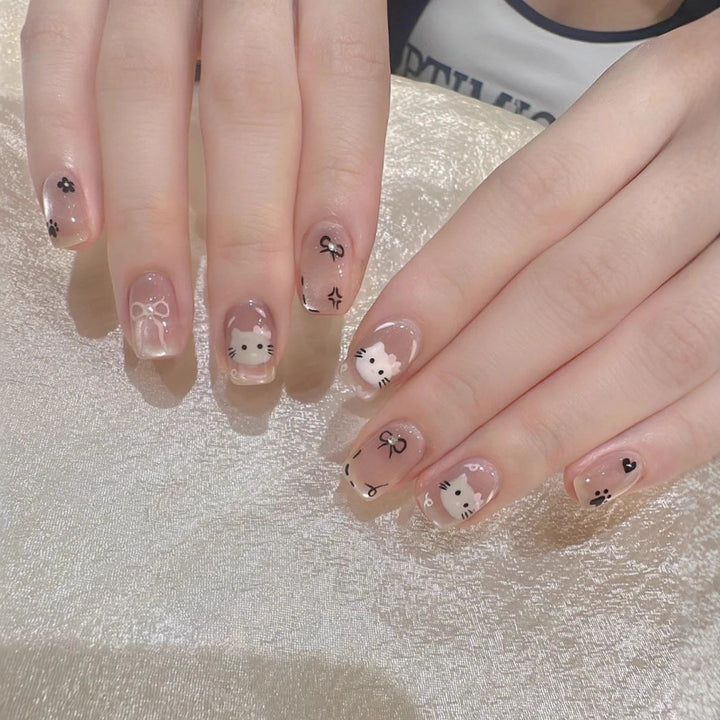 Cute Bunny-Themed Press-On Nail Art Set Kalsten