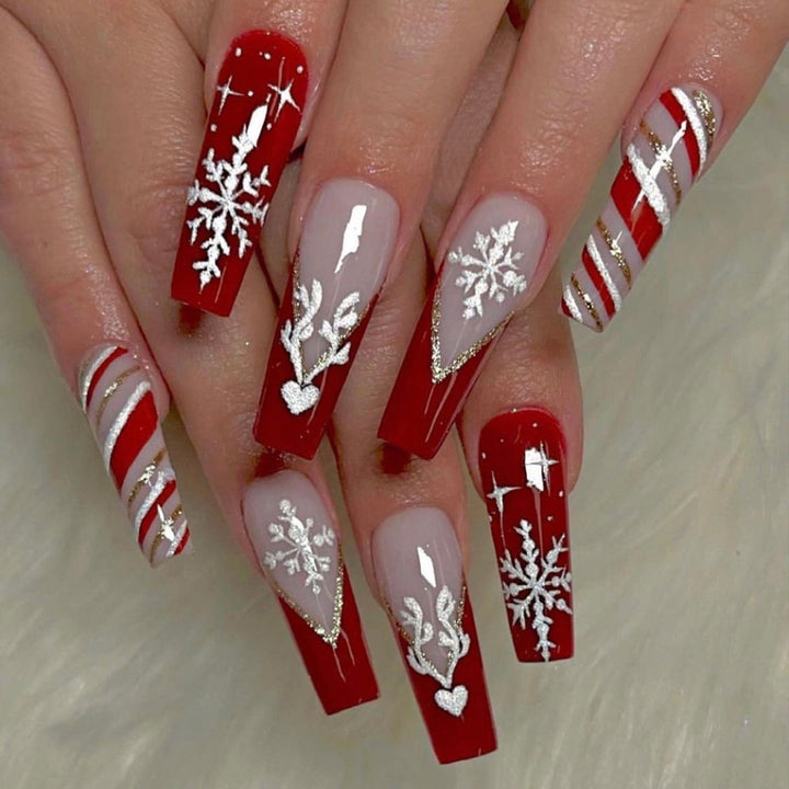 Artificial nail set with festive winter theme Kalsten