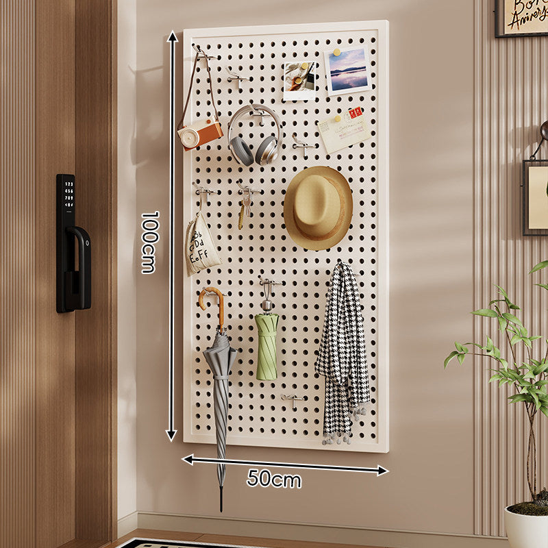 Wall-Mounted Perforated Pegboard Organizer Panel Large Square with Modular Hooks and Accessories