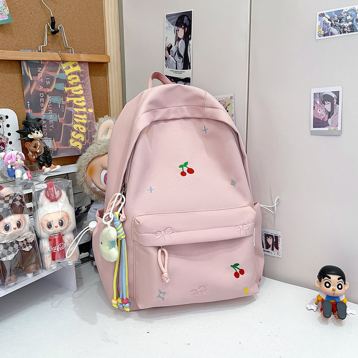 Cute Illustrated Cherry-Embellished Backpack Kalsten