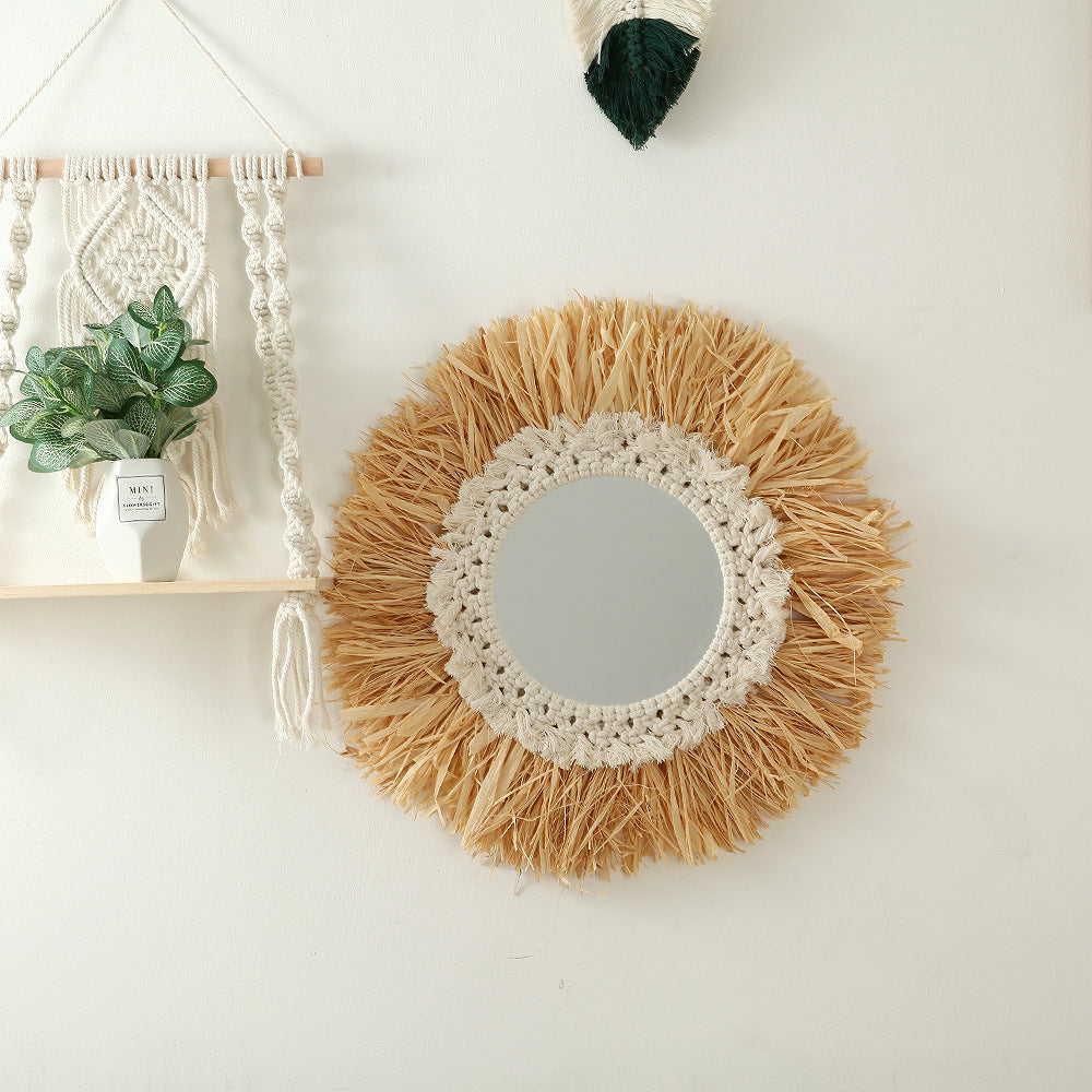 Decorative Macrame Sunburst Wall Mirror Kalsten