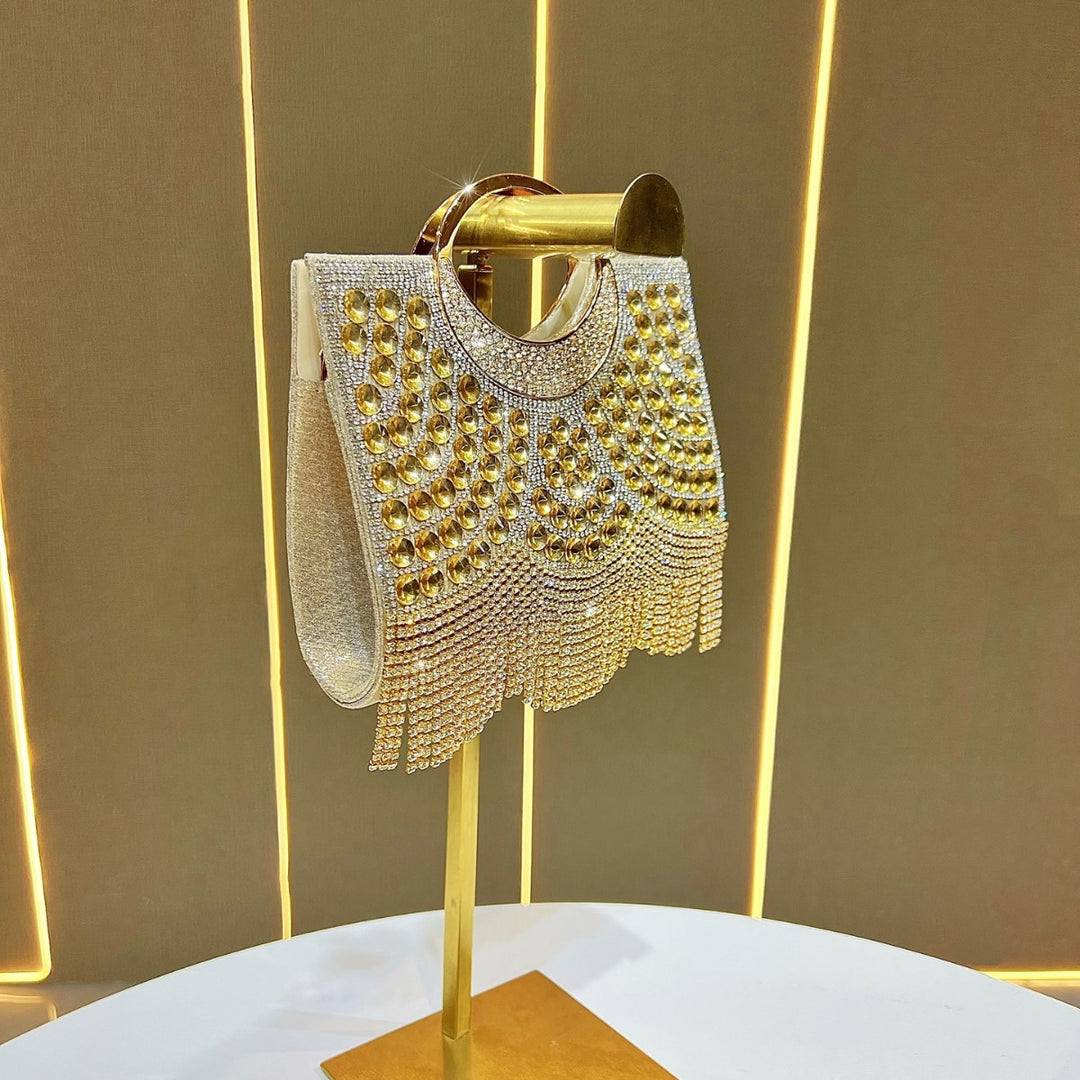 Rhinestone Fringe Evening Clutch