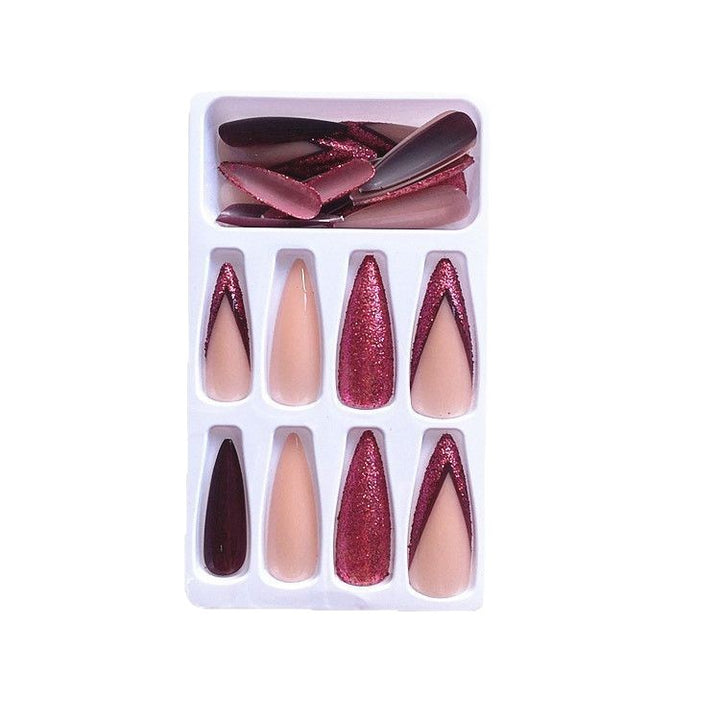 Elegant Stiletto Press-On Nail Set with Glitter Accents
