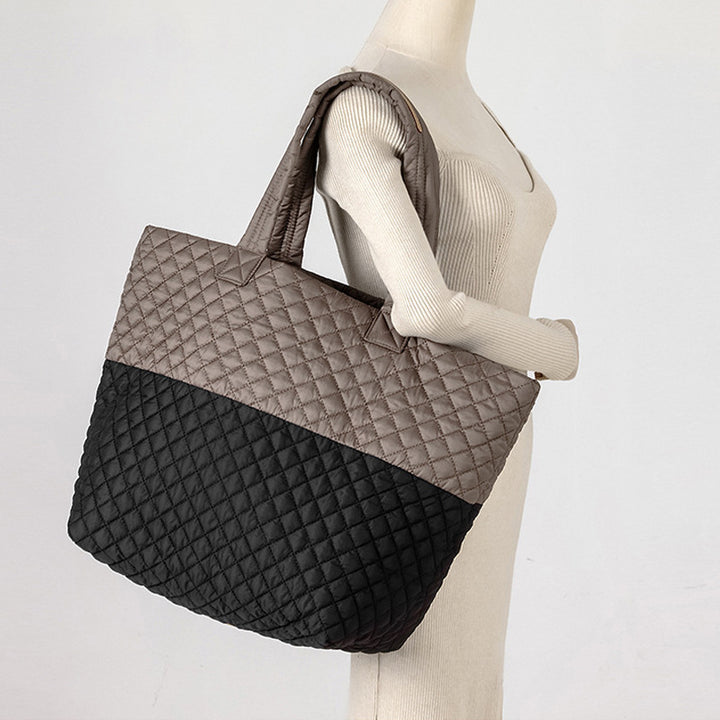 Quilted Multi-Pocket Tote Bag