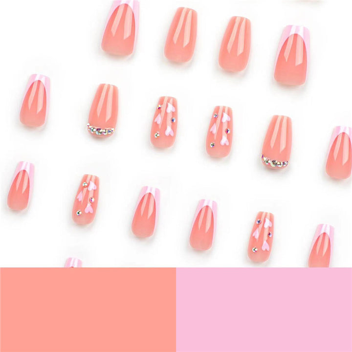 Elegant Long Press-On Nail Set with Rhinestone Accents Kalsten
