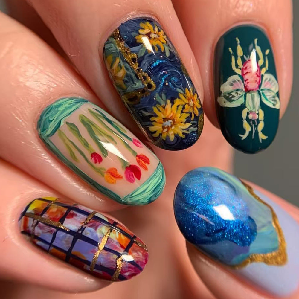 Art Nail Set with Botanical Patterns Kalsten