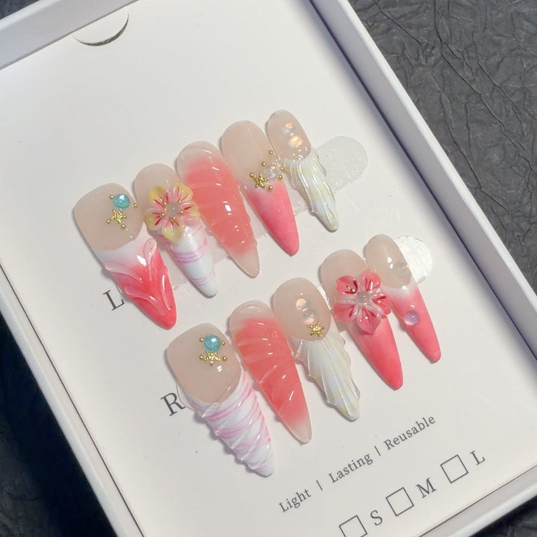 Creative 3D Floral Press-On Nail Art Set