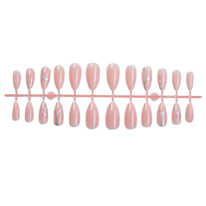 Elegant Press-On Nail Set with Artistic Silver Accents Kalsten
