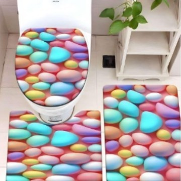 Decorative Pebble Bathroom Mat Set Kalsten