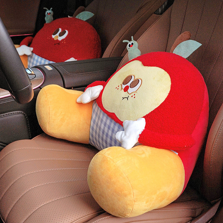 Cozy ergonomic seat and back support cushion in apple character with side armrests