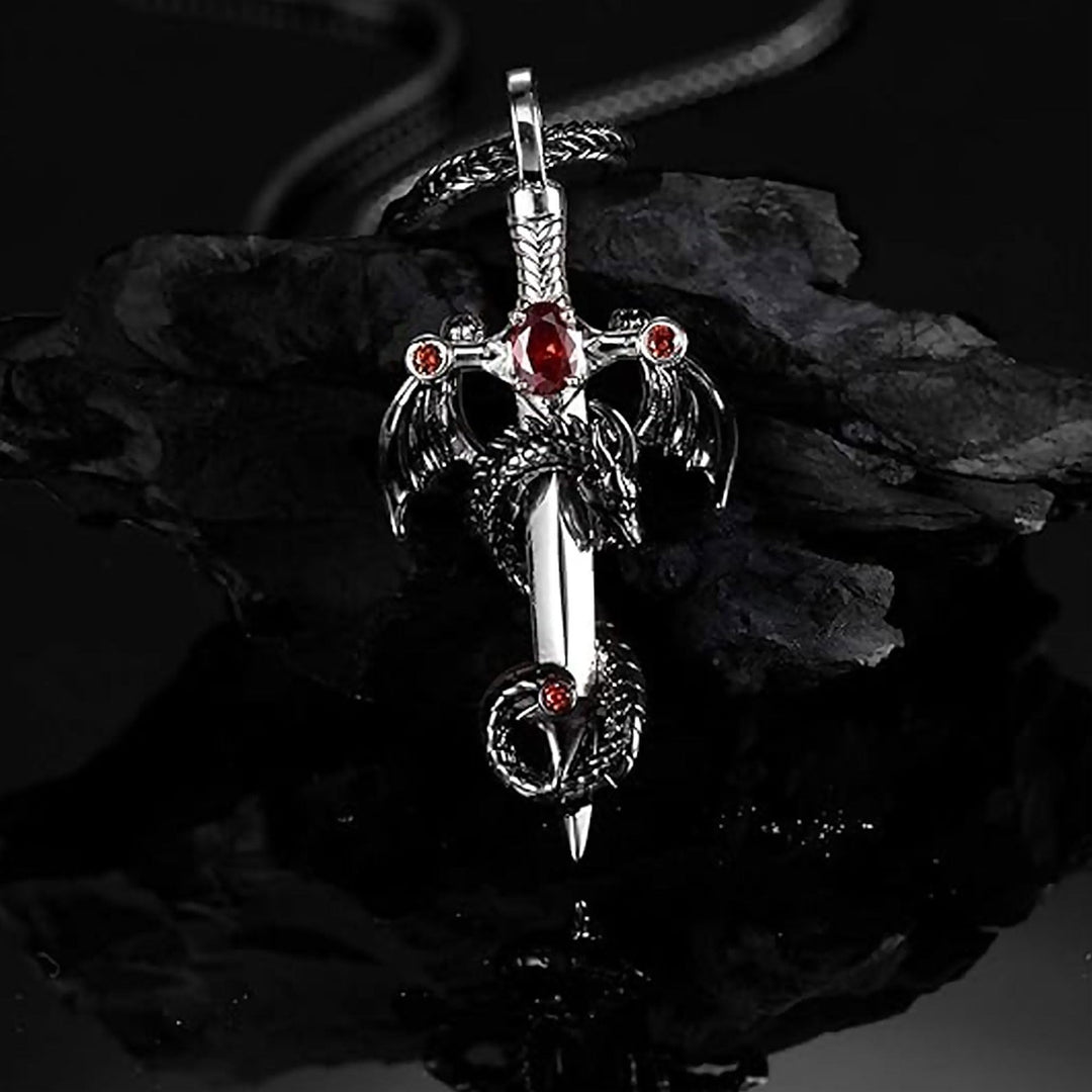 Dragon-Embellished Sword Pendant Necklace Kalsten