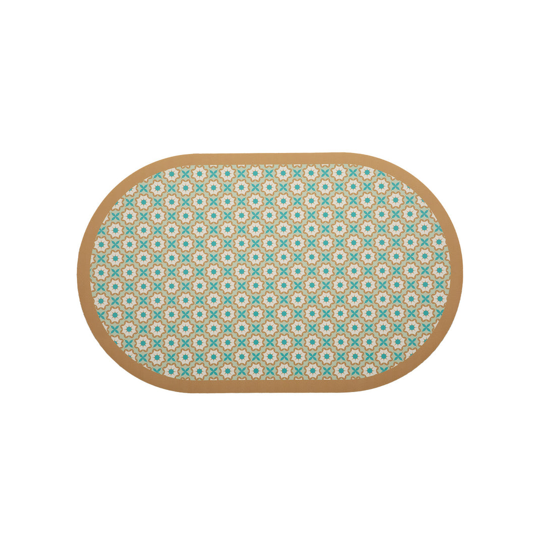 Oval wipeable placemat with embossed tulip pattern and non-slip underside Kalsten