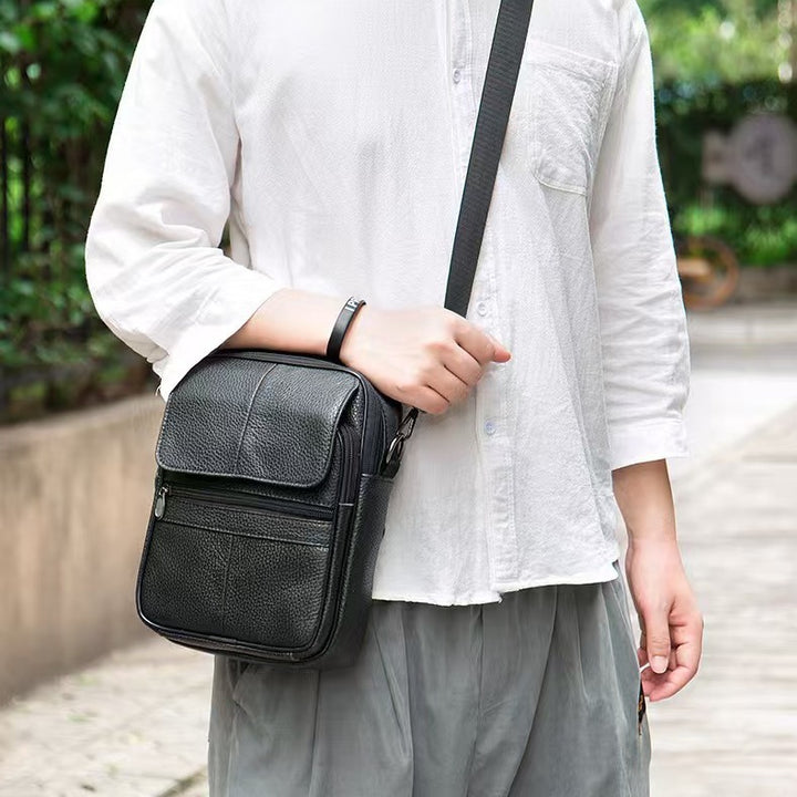 Textured Leather Crossbody Briefcase