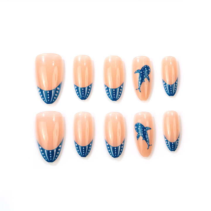 Artistic Dolphin-Themed Press-On Nail Art Set Kalsten