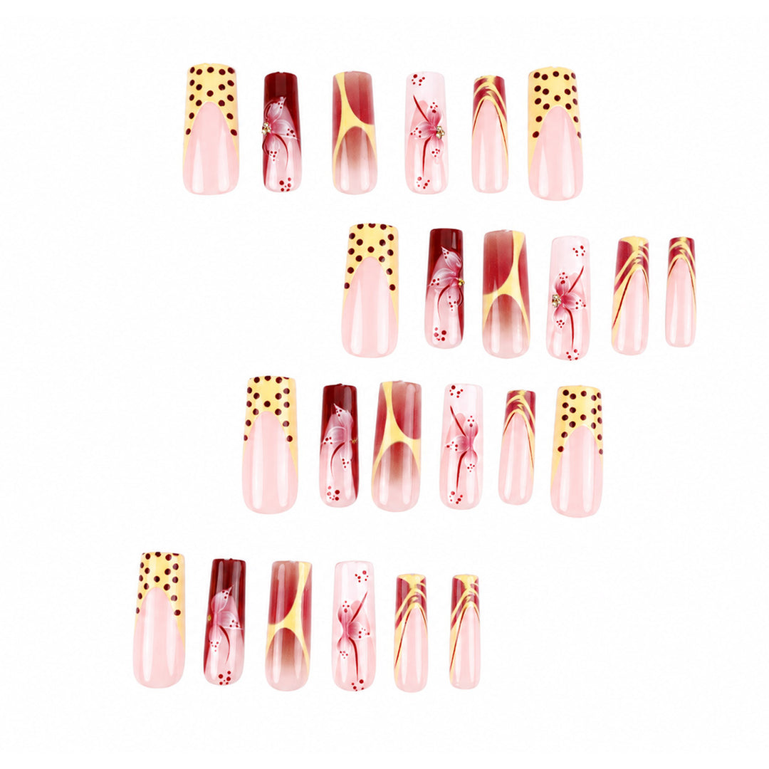 Artistic Floral Press-On Nails