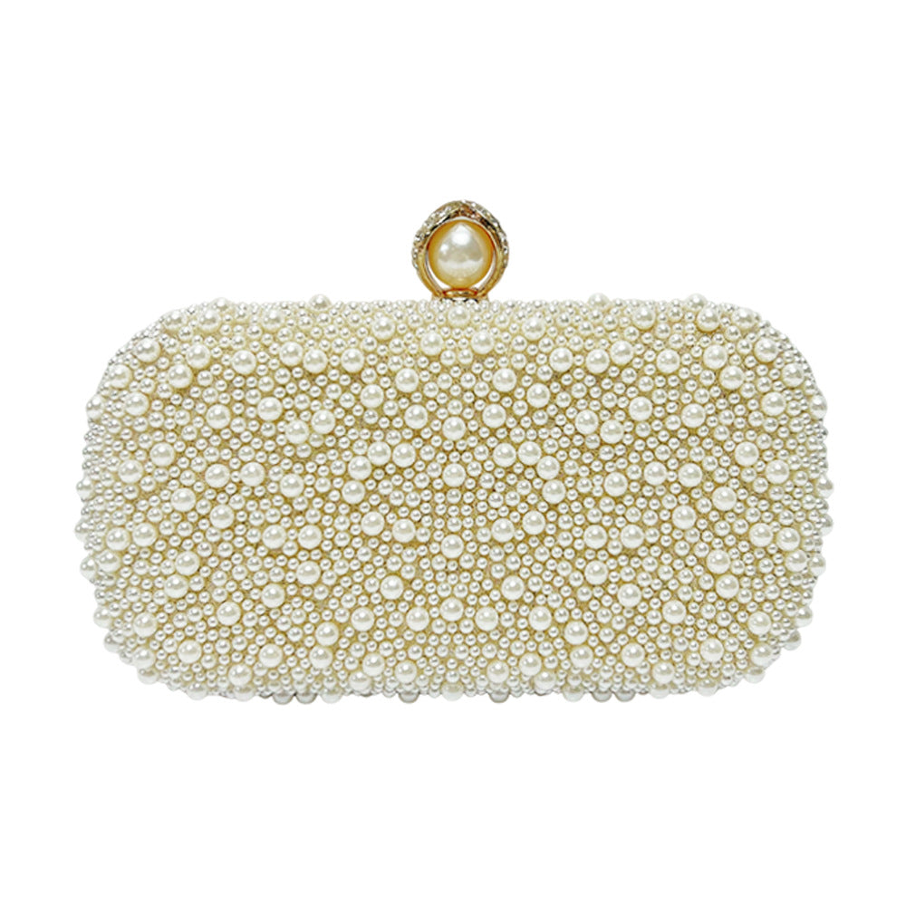 Decorative Pearl Clutch with Gold Accents