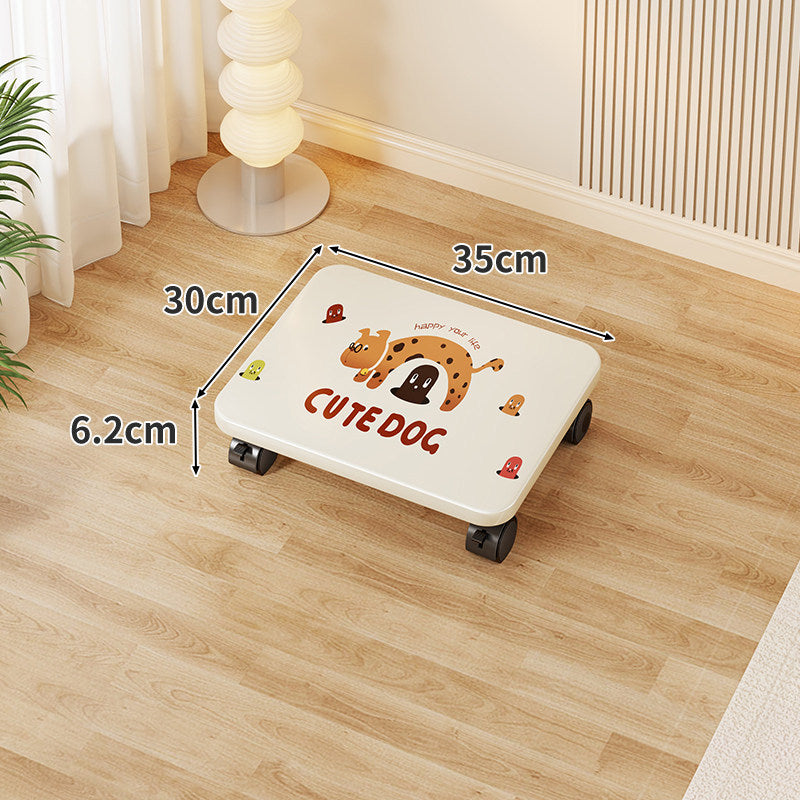 Low-Profile Under-Bed Rolling Storage Platform with Cartoon Top and Locking Casters