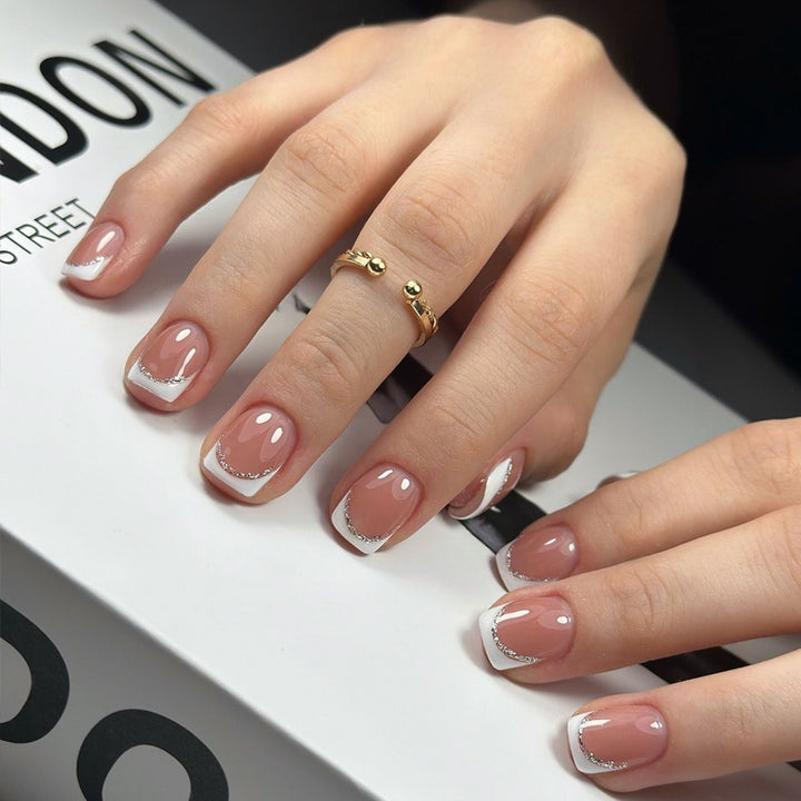 Elegant Long Press-On Nails Set with Artistic Tips Kalsten