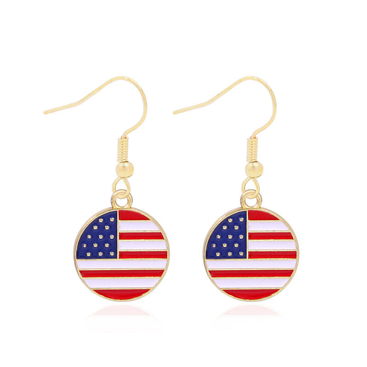 Women's lightweight star earrings with enamel flag design and fishhook Kalsten