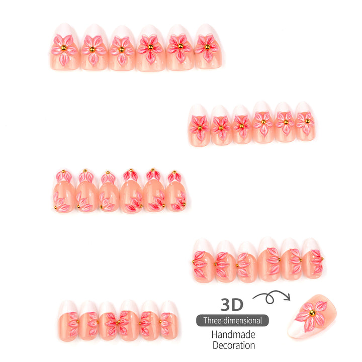 Floral Embellished Press-On Nail Art Set