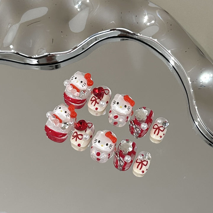 Whimsical Hello Kitty-Themed Press-On Nail Art Set