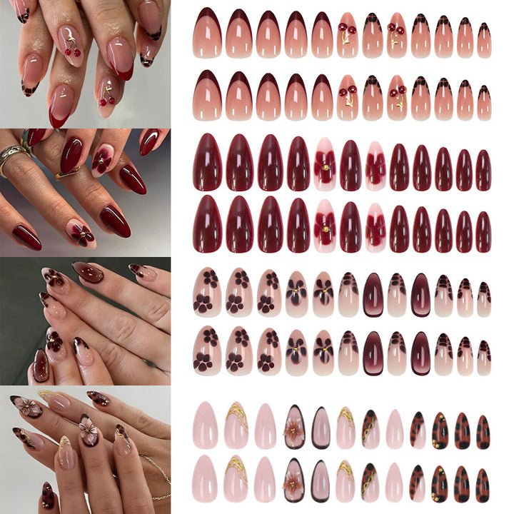 Nail art set with elegant floral designs and luxurious accents Kalsten