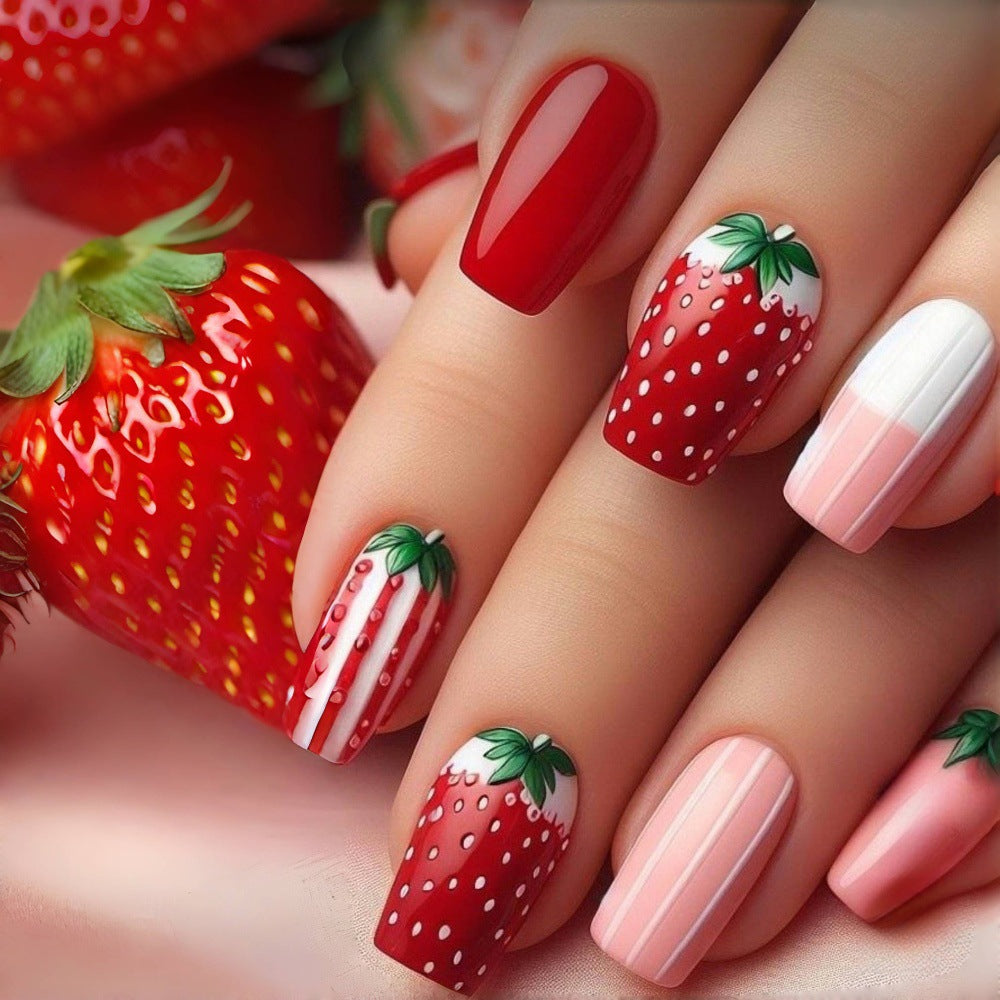 Artificial nails in romantic strawberry design Kalsten