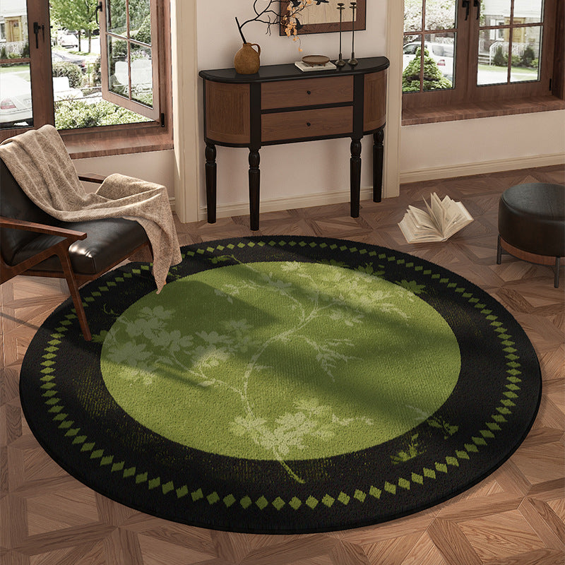 Round Floral Design Area Rug