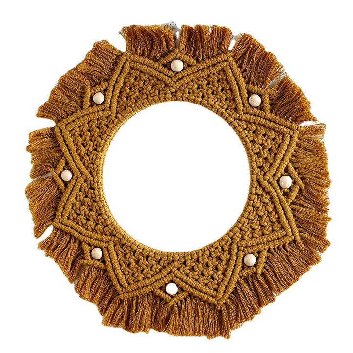 Bohemian Macrame Wall Mirror with Decorative Fringe Kalsten