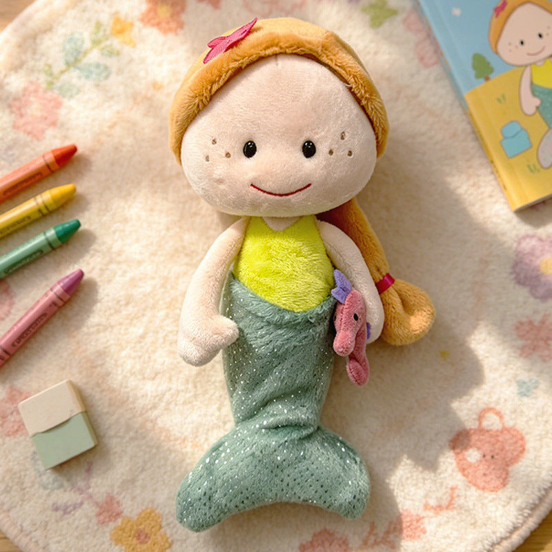Soft Plush Doll with Embroidered Face, Star-Pattern Dress and Cuddly Pigtails Kalsten