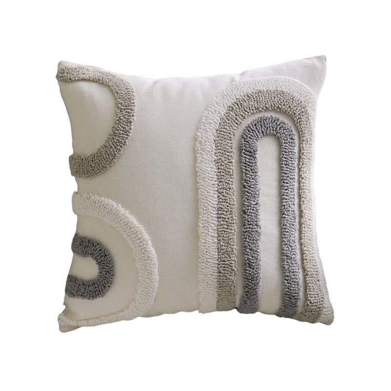 Textured Tufted Decorative Throw Pillow Cover with Loop Stitch Accent