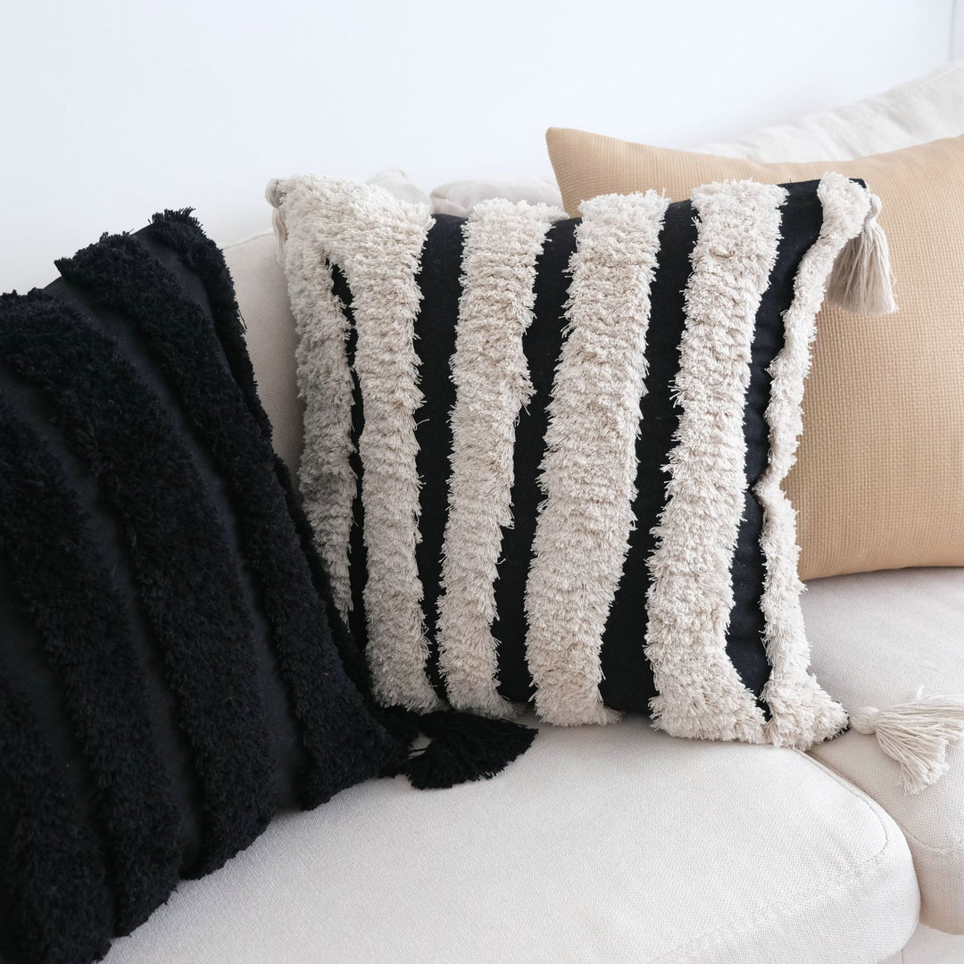Textured Fringe Accent Cushion for Home Decor