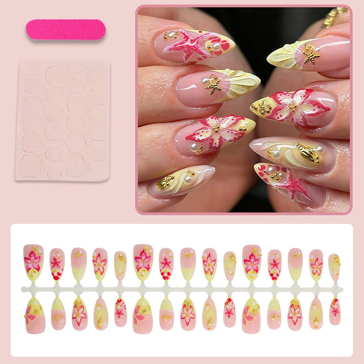 Artificial nail set with tropical motifs Kalsten