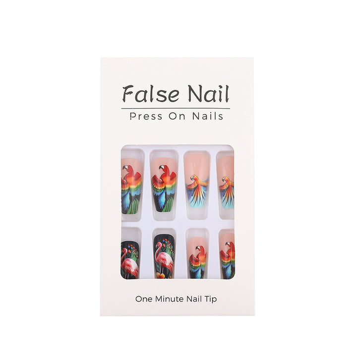 Artificial Nails Set with Tropical Bird Design Kalsten