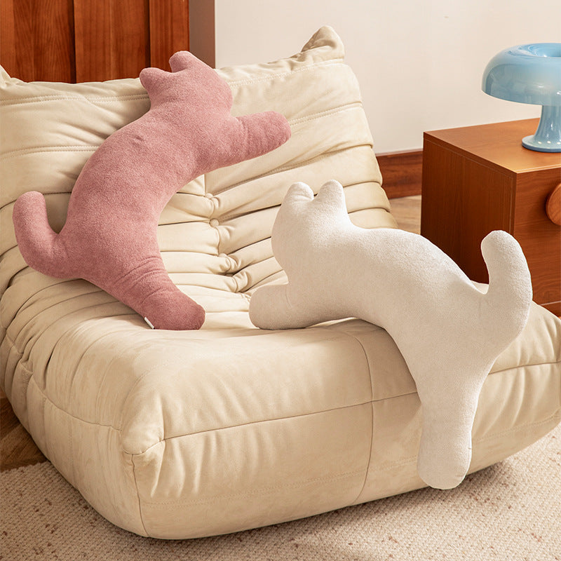 Cat-shaped neck and lumbar pillow made of soft fleece