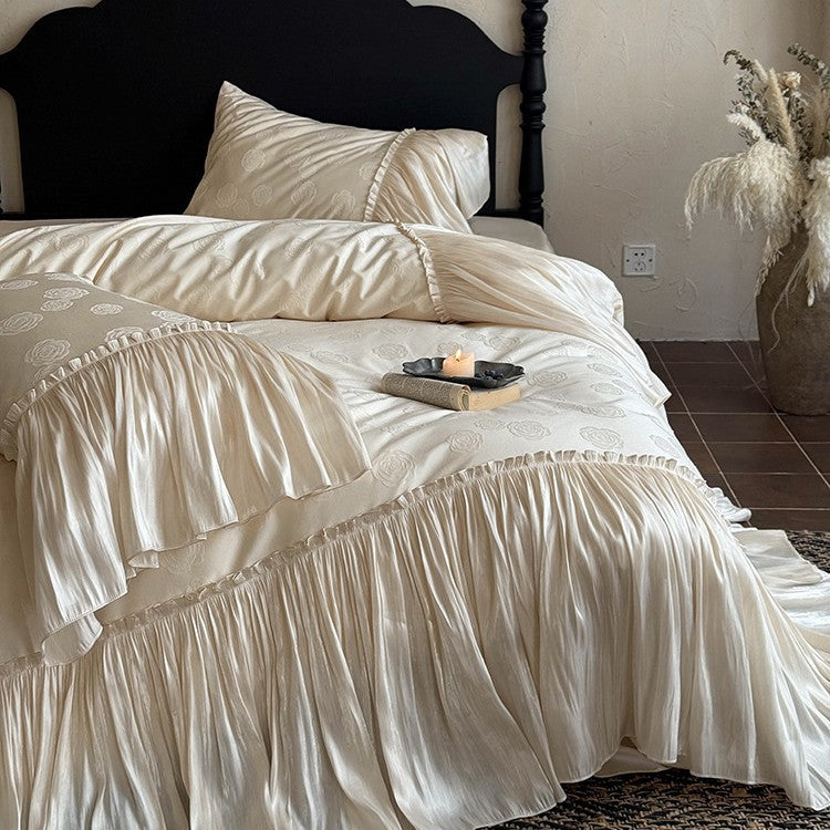 Elegant Ruffle Negligee made of satin with layered tiers