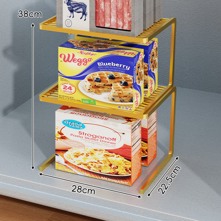 Compact Three Tier Slatted Metal Countertop Pantry Organizer