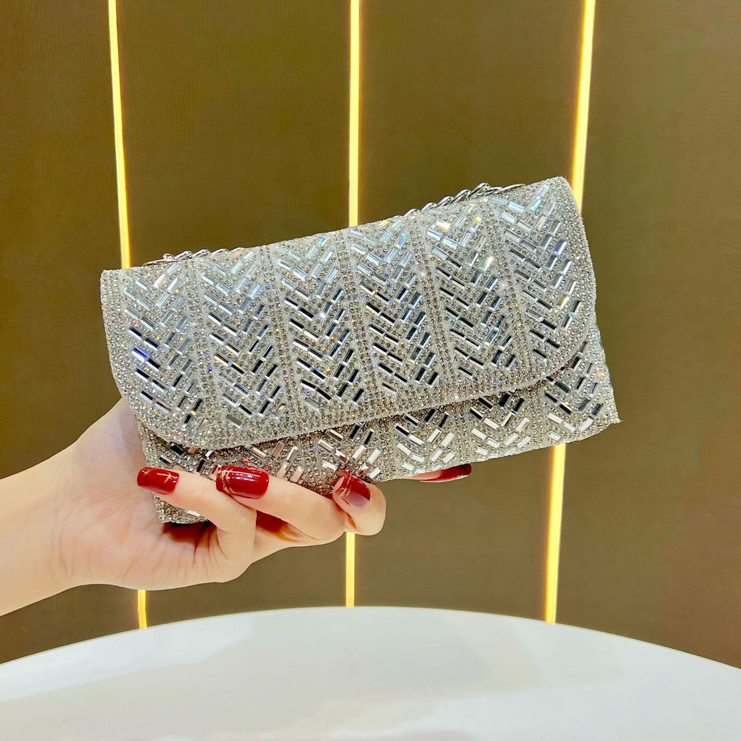 Decorative Crystal-Studded Evening Clutch