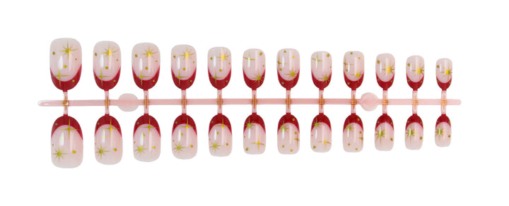 Artificial nail set with glamorous star designs and elegant color gradient Kalsten