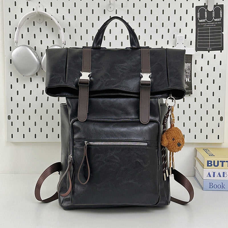 Roll-Top Leather Backpack