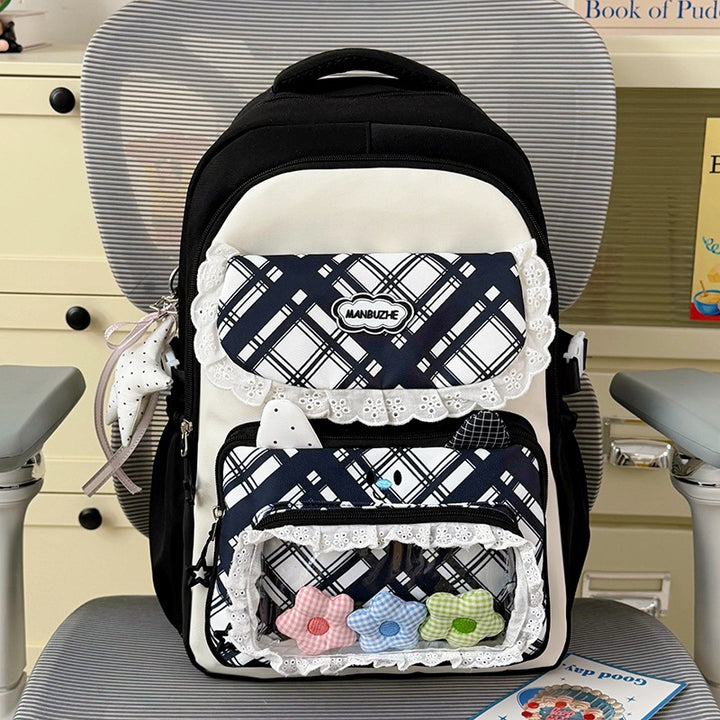 Stylish Multi-Pocket Backpack with Cute Decorative Accents Kalsten