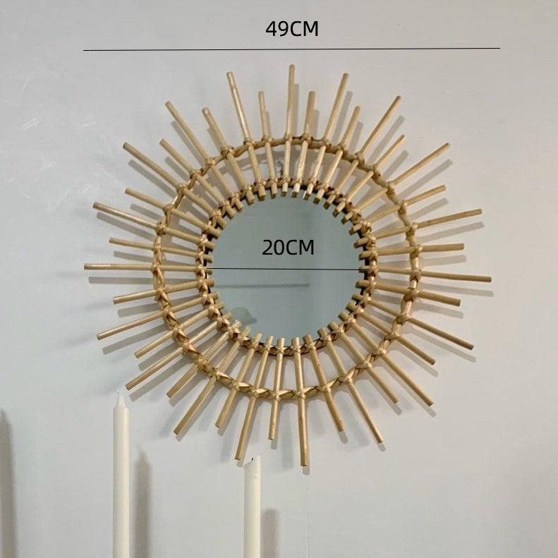 Round Wall Mirror with Rattan Design Kalsten