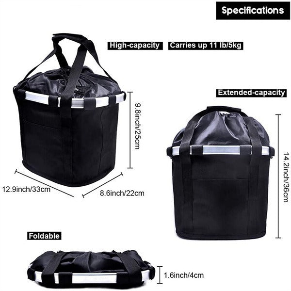 front-mounted collapsible aluminum framed pet bicycle basket with padded base and safety tether Kalsten