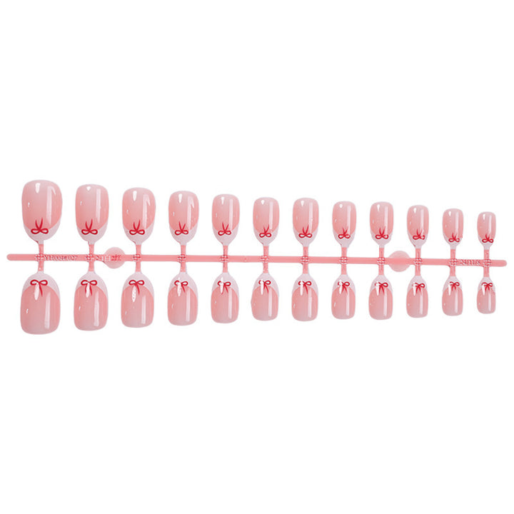 Elegant Artificial Nail Set with Delicate Bow Accents Kalsten