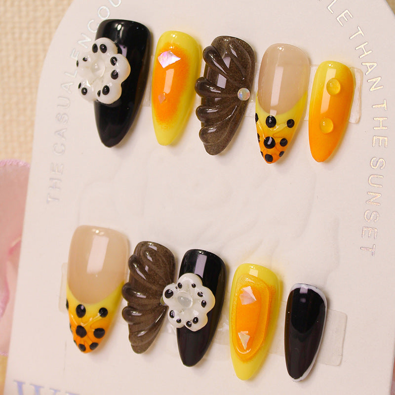 Acrylic Nail Set with Creative Dessert Motifs Kalsten