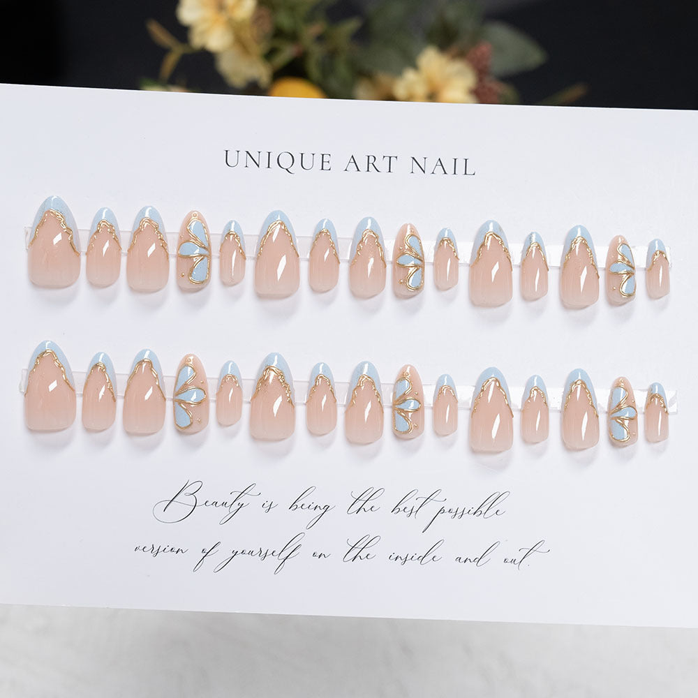 Elegant Floral-Accented Press-On Nails